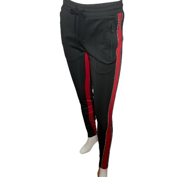 NWOT Pam & Gela Zippered Crystal Rhinestone Leg‎ Detail Track Pants - S - Picture 3 of 15